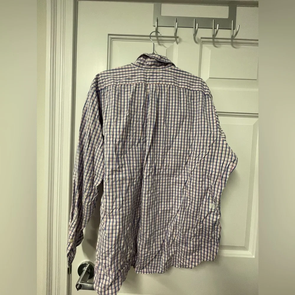 Excellent used condition men’s 18 neck Ralph Lauren pink & blue check button up - Picture 4 of 7